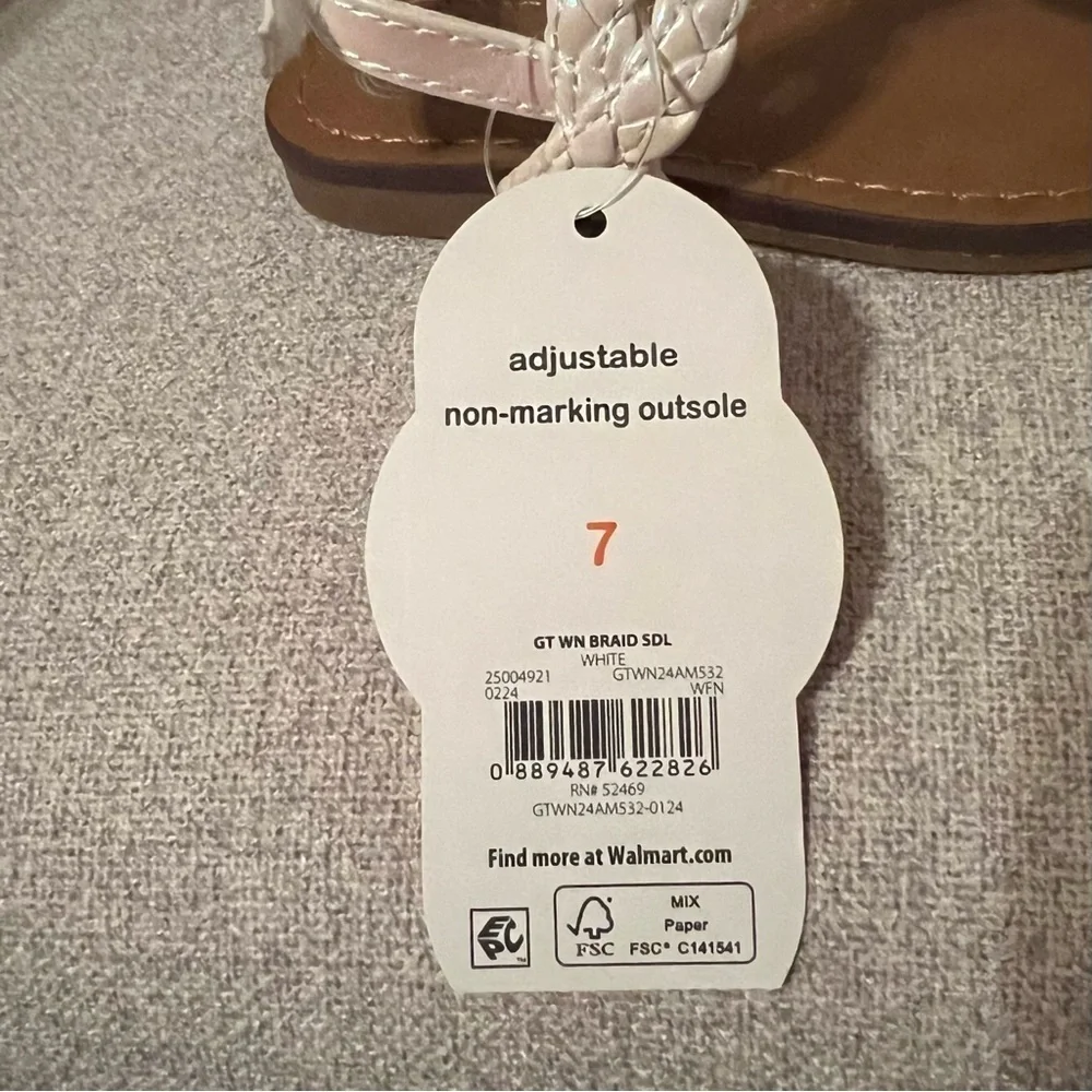 NWT Wonder Nation girl’s iridescent white braided sandals